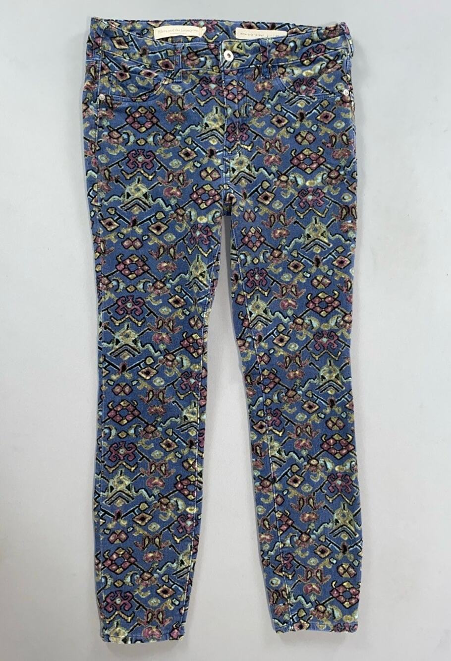 Pilcro and the Letterpress High Rise Skinny Printed Corduroy Pants. Women's 29.